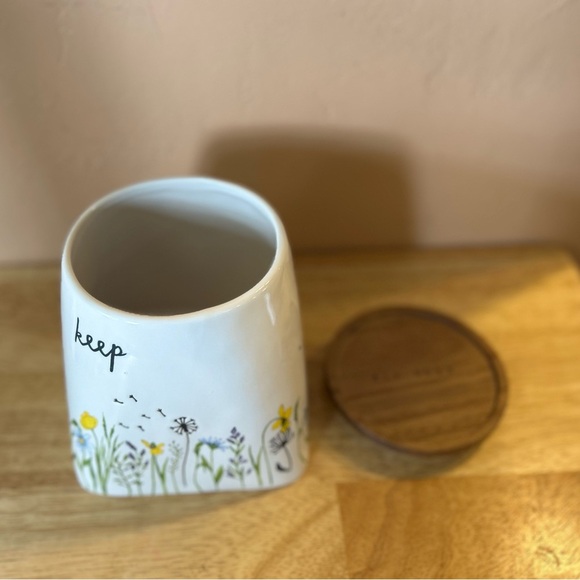 Rae Dunn Wildflower Ceramic “keep” Kitchen Canister With Wooden Lid - Picture 8 of 10